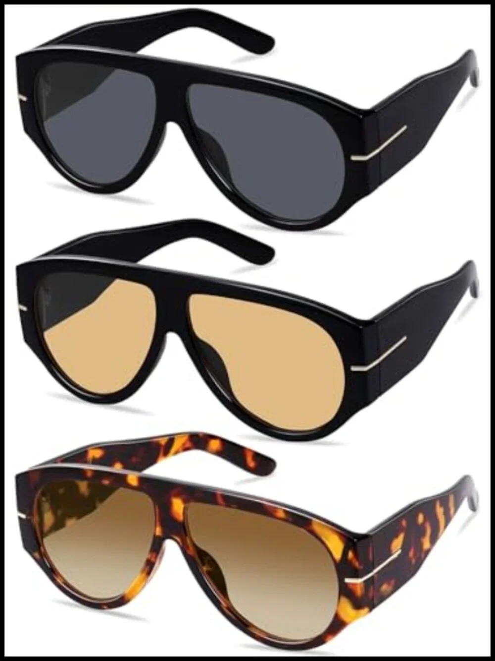 Oversized Retro Aviator Sunglasses with UV400 Protection